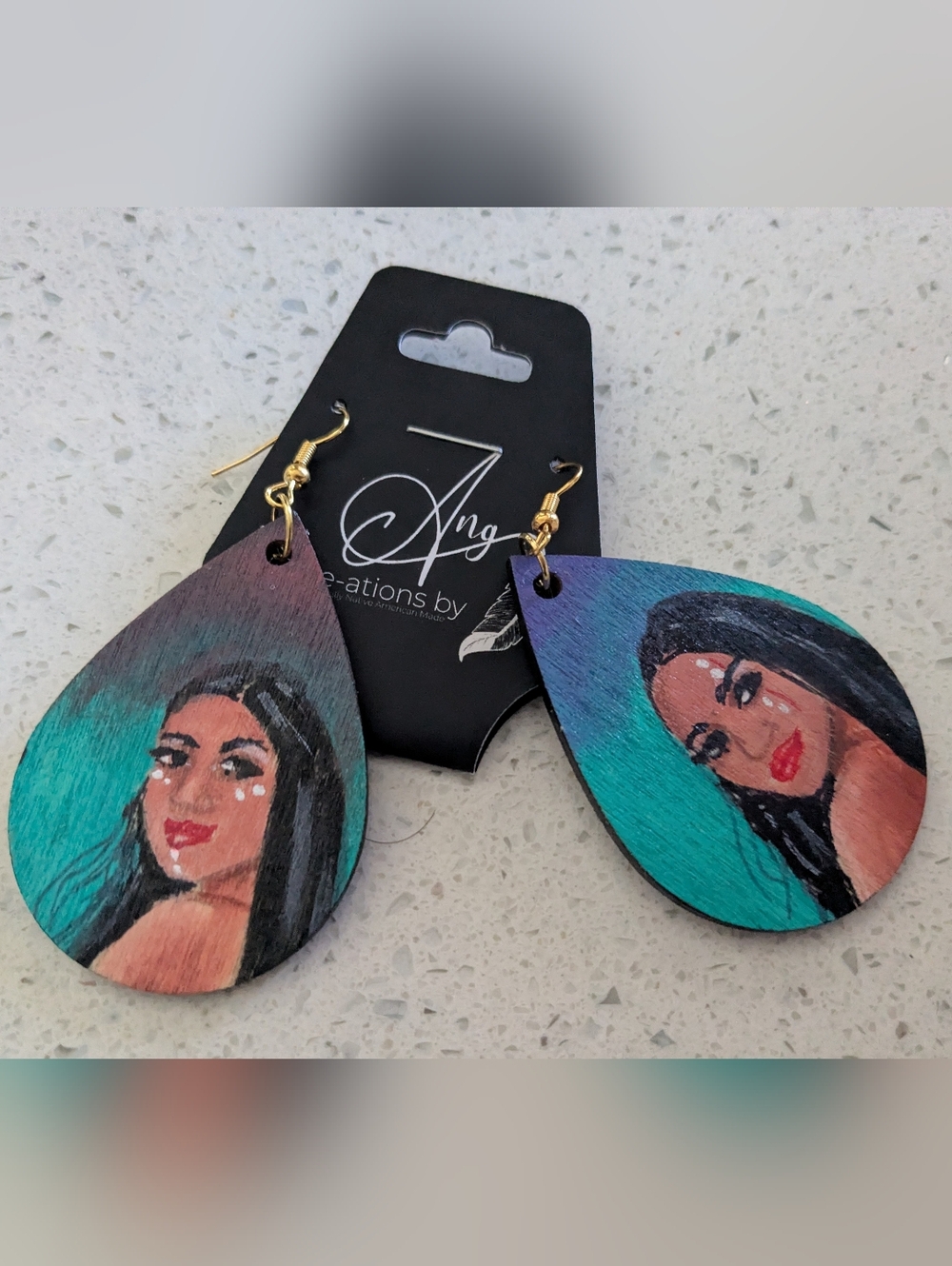 Hand-Painted Indigenous Woman Earrings